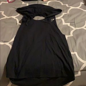 Gymshark open back tank top with hood in BLACK